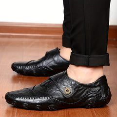Men's Casual Walking Shoes Button Closure Lace Up Stitch Detail