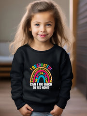 Girls Rainbow Pattern Crew Neck Long Sleeve Sweatshirt