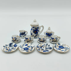 15pcs Ceramic Tea Set 1:12 Scale Handcrafted Dollhouse Decor Collectors