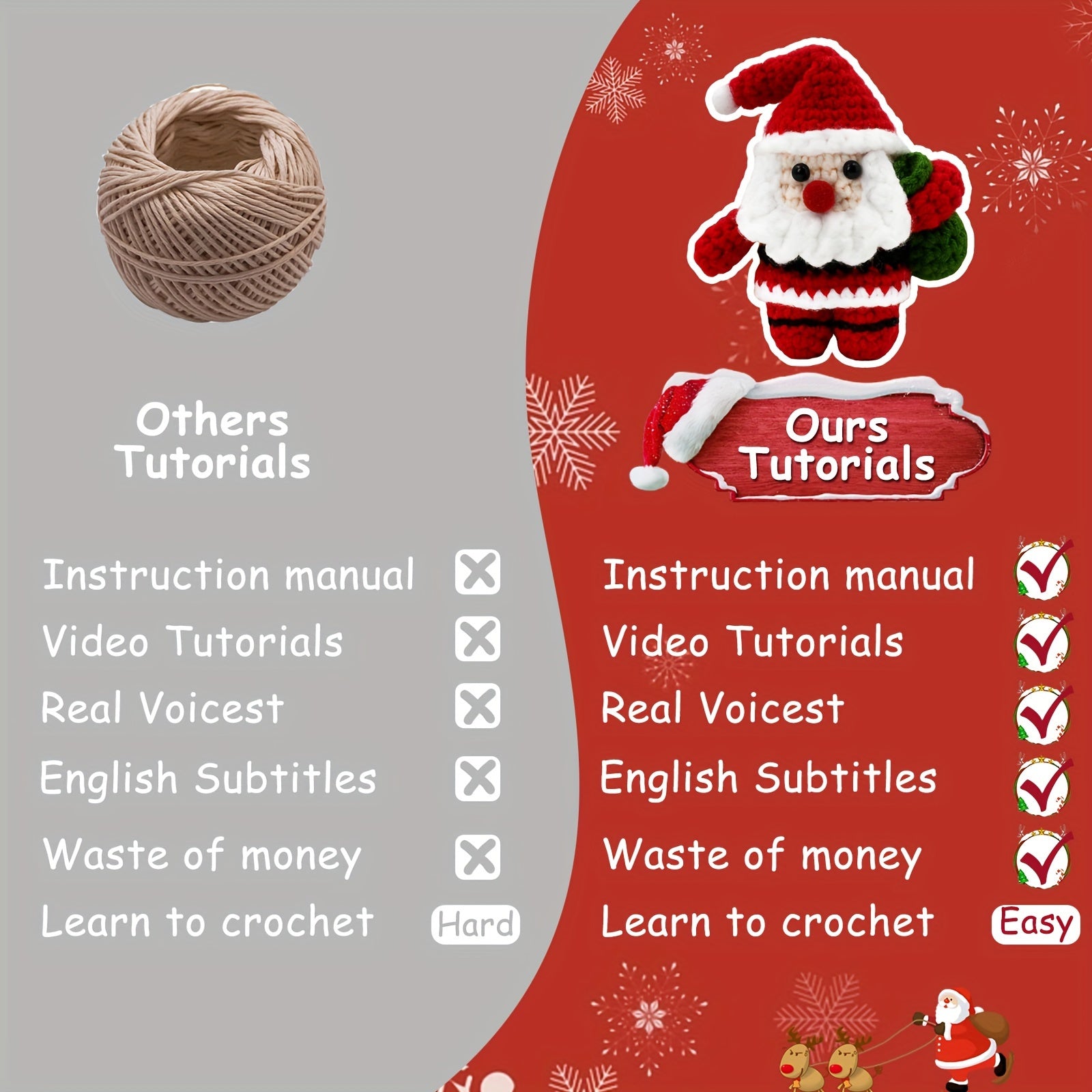 DIY Beginner Crochet Santa Claus Kit with Instructions