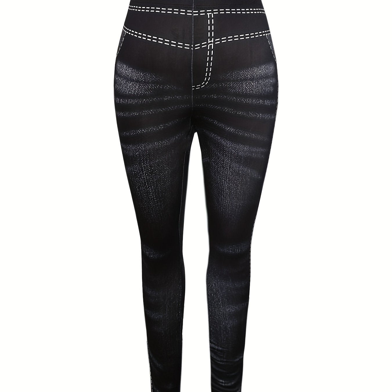 Denim Print High Stretch Fitness Leggings