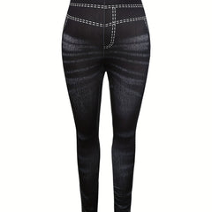 Denim Print High Stretch Fitness Leggings
