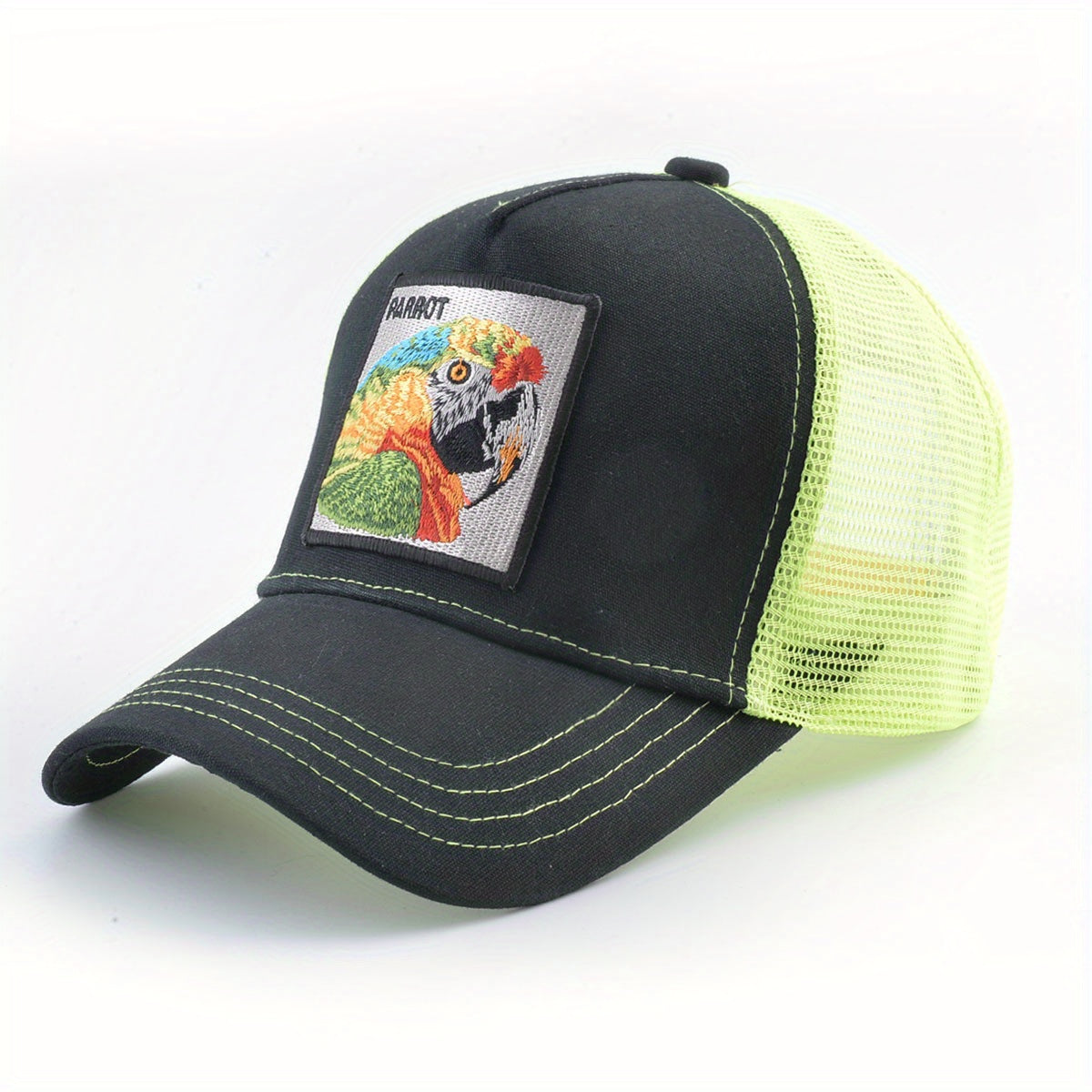 Unisex Sunshade Adjustable Baseball Cap with Parrot Embroidery