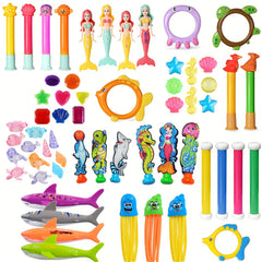 Diving Pool Toy Set - Underwater Swim Pool Games - Beach Dive Sticks Rings