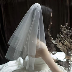 Double Layer Floral Bridal Veil Headband European & American Style