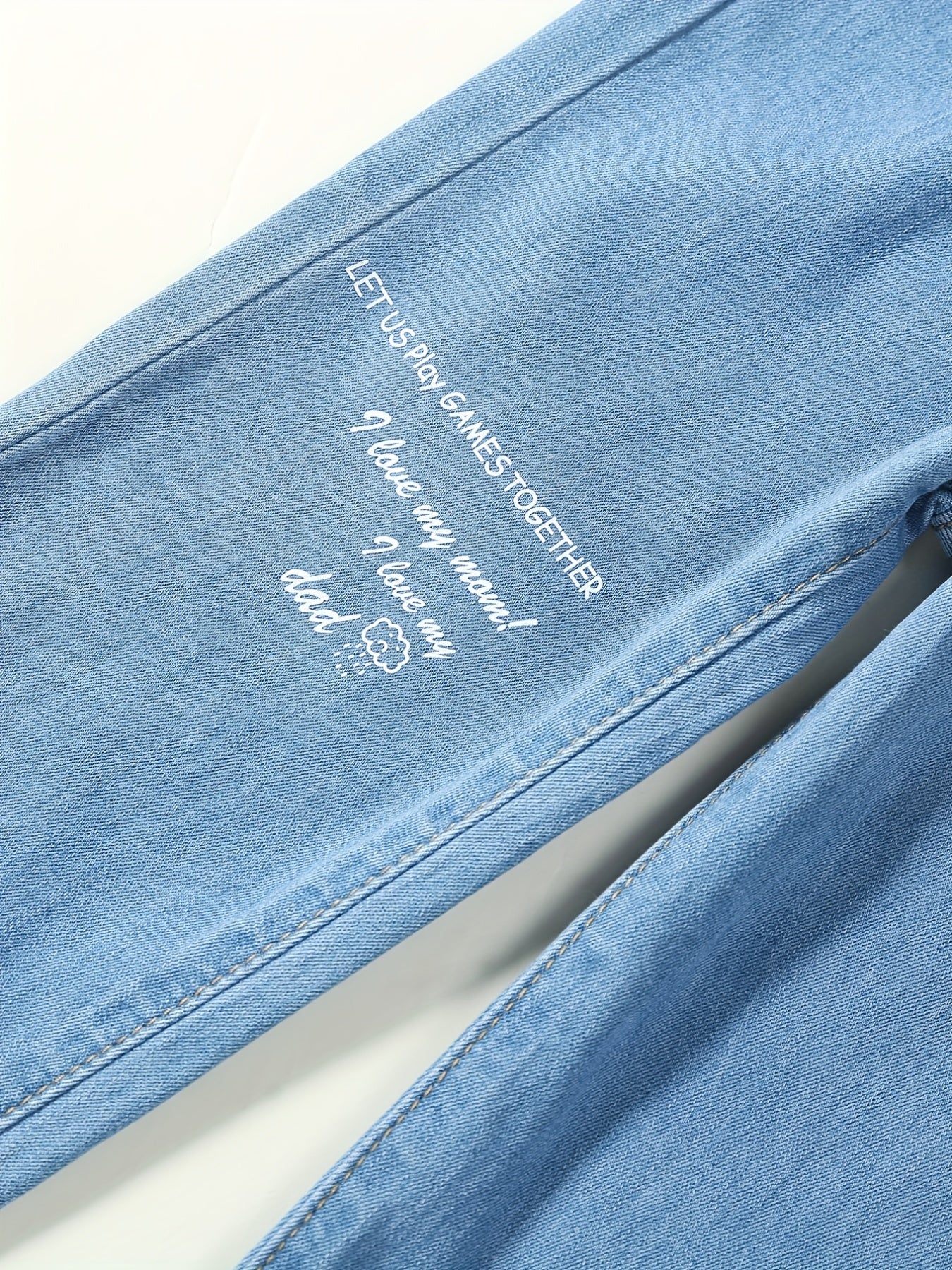 Girls Letter Print Skinny Jeans Stretchy Slim Fit Denim Pants