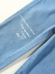 Girls Letter Print Skinny Jeans Stretchy Slim Fit Denim Pants