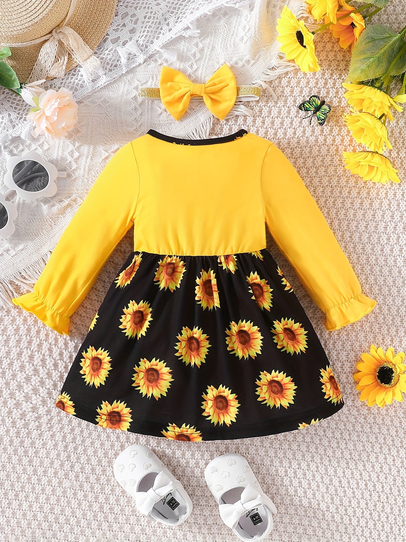 Baby Girl's Cartoon Print Splicing Dress