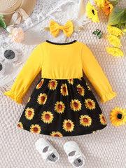 Baby Girl's Cartoon Print Splicing Dress