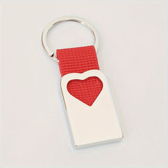 Heart Shape Metal Keychain with Woven Tape - Creative Keychain