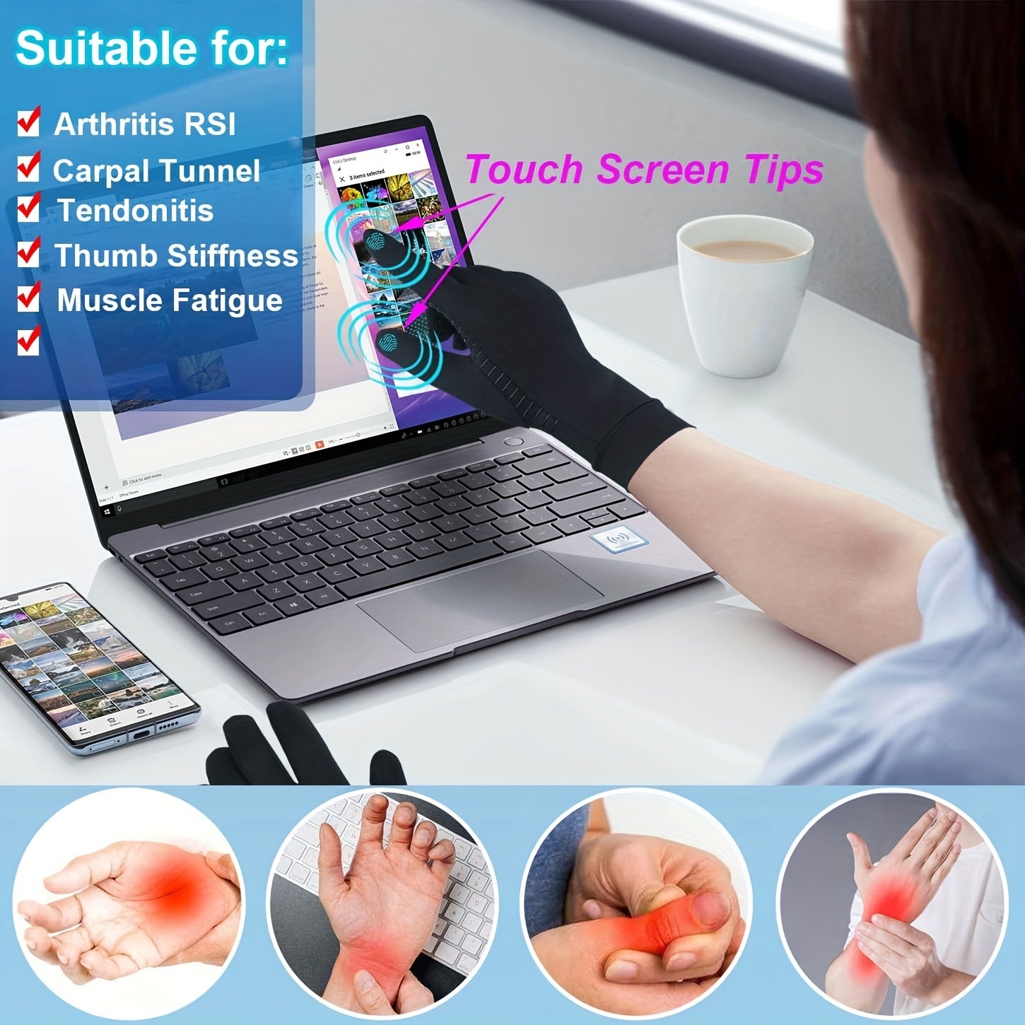 Touch Screen Gloves: Relieve Hand Pain & Inflammation