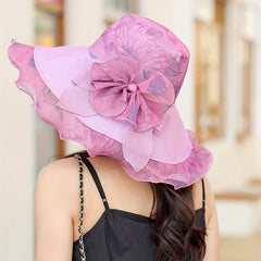 Flower Print Sun Hat UV Protection Bucket Hats Mesh Breathable Travel Beach