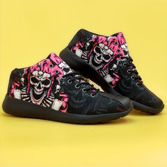 Skull Pattern Rock Style High Top Running Shoes