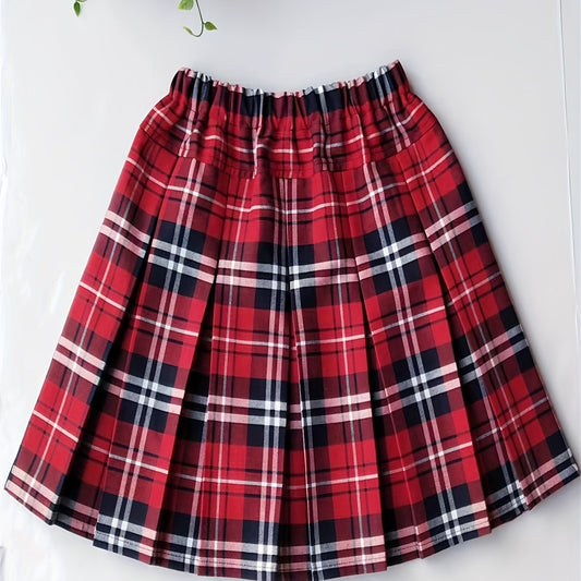 Girls Pleated Plaid Skirt School Uniform Short Skirt