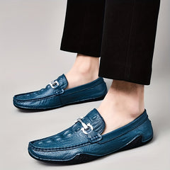 Men's Crocodile Embossed Horsebit Loafers Lightweight Non Slip Shoe
