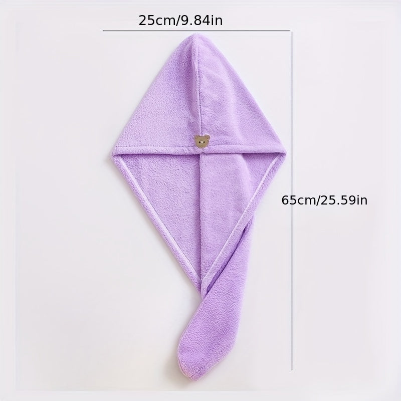 Quick Drying Hair Cap Absorbent Coral Fleece Shower Cap with Thickened Towel