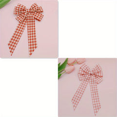 Plaid Streamer Bow Hair Clip Embroidery Sweet Headwear