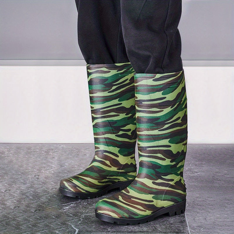 Men's Camo Rain Boots Non-slip Waterproof Outdoor Fishing Shoes