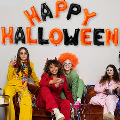 Happy Halloween Banner & Balloons Set - Orange & Black Party Decorations
