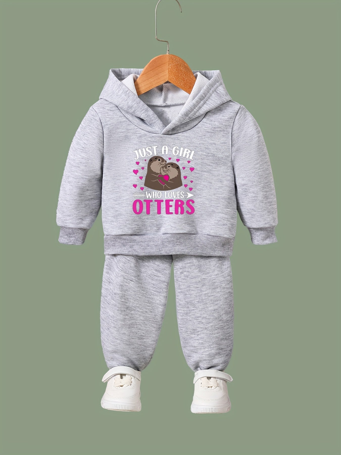 OERYUI Hooded Pullover Pants Set JUST A GIRL WHO LOVES OTTERS Print