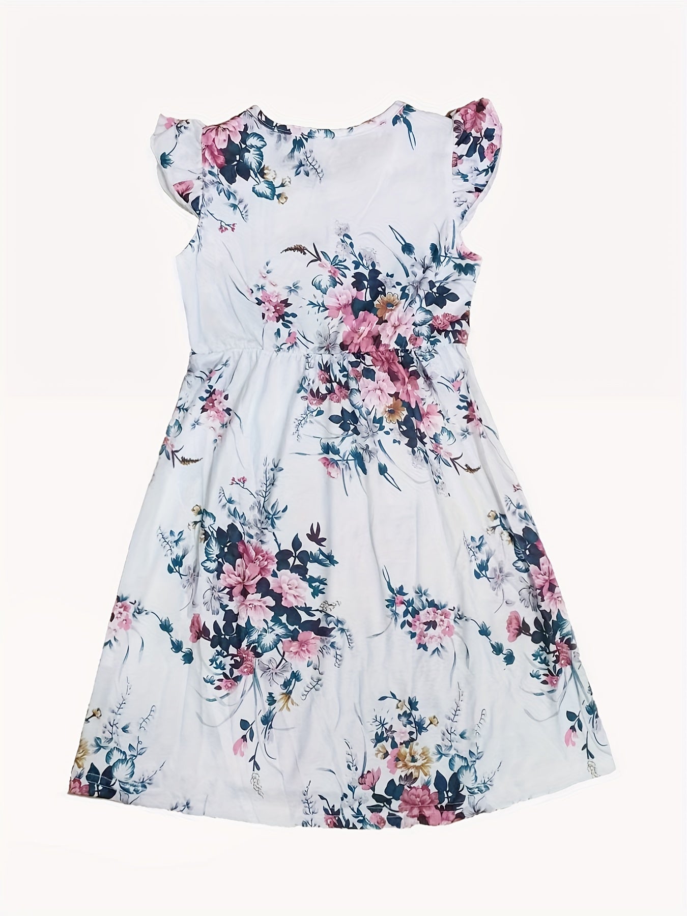 Toddler Girls Flowers Graphic Princess Dress For Party Beach Vacation