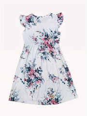 Toddler Girls Flowers Graphic Princess Dress For Party Beach Vacation