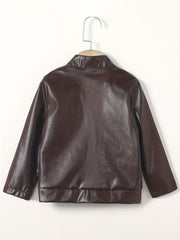 Boy's Stylish Stand Collar Zip Up Jacket Windproof Long Sleeve Coat