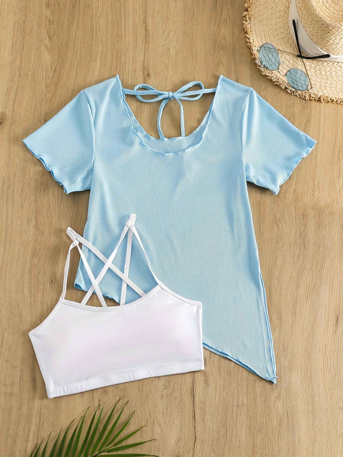 Criss Cross Sports Bra & Lace up Running Top Set
