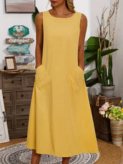 Casual Summer Dress Women's Loose Tank Dress With Pockets