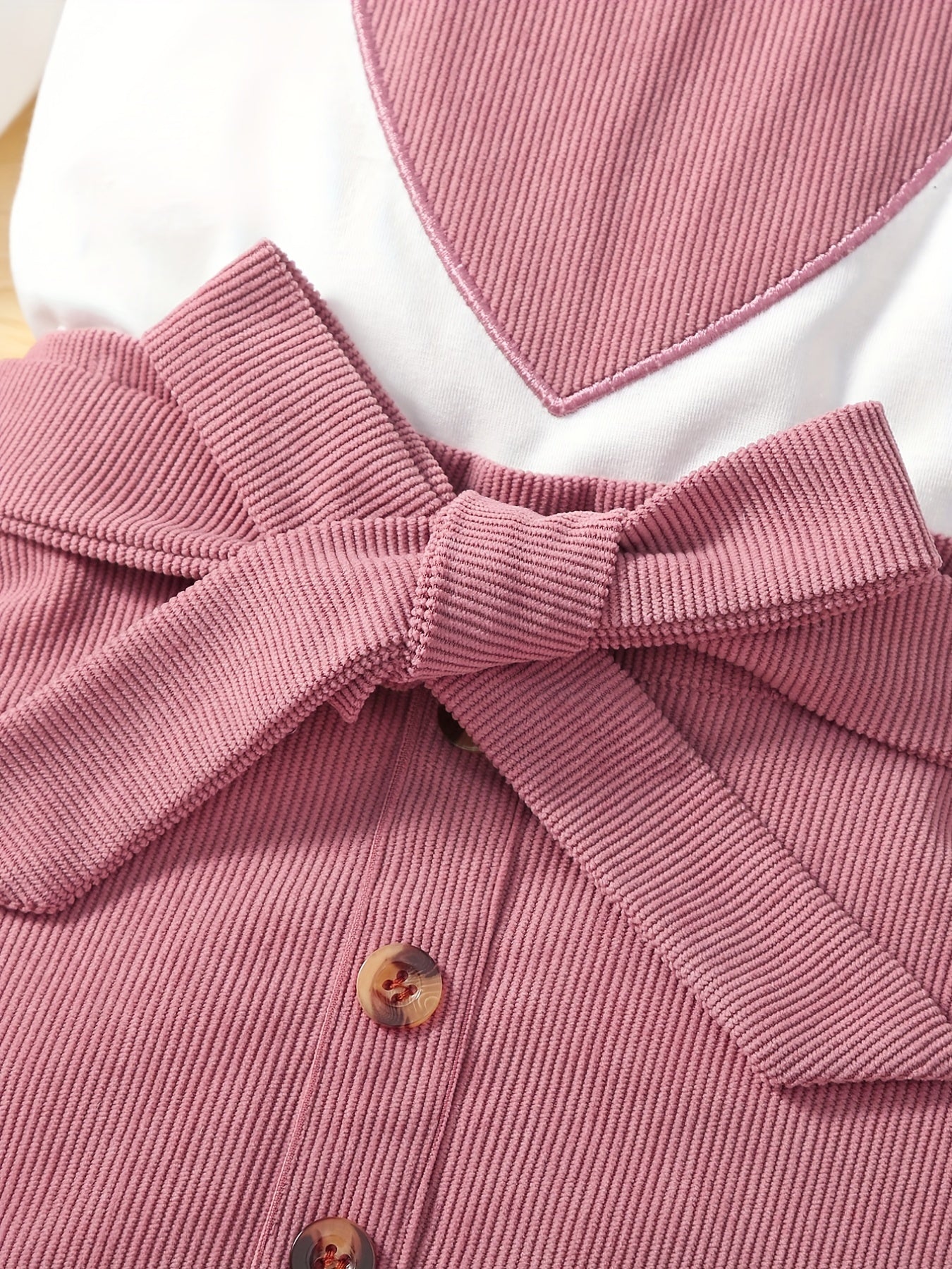 Girl's 3pcs Long Sleeve Top & Beret Hat & Belted Corduroy Skirt Set