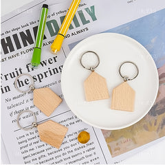 DIY Wooden Keychain Beech Wooden Keychain House Shape Pendant
