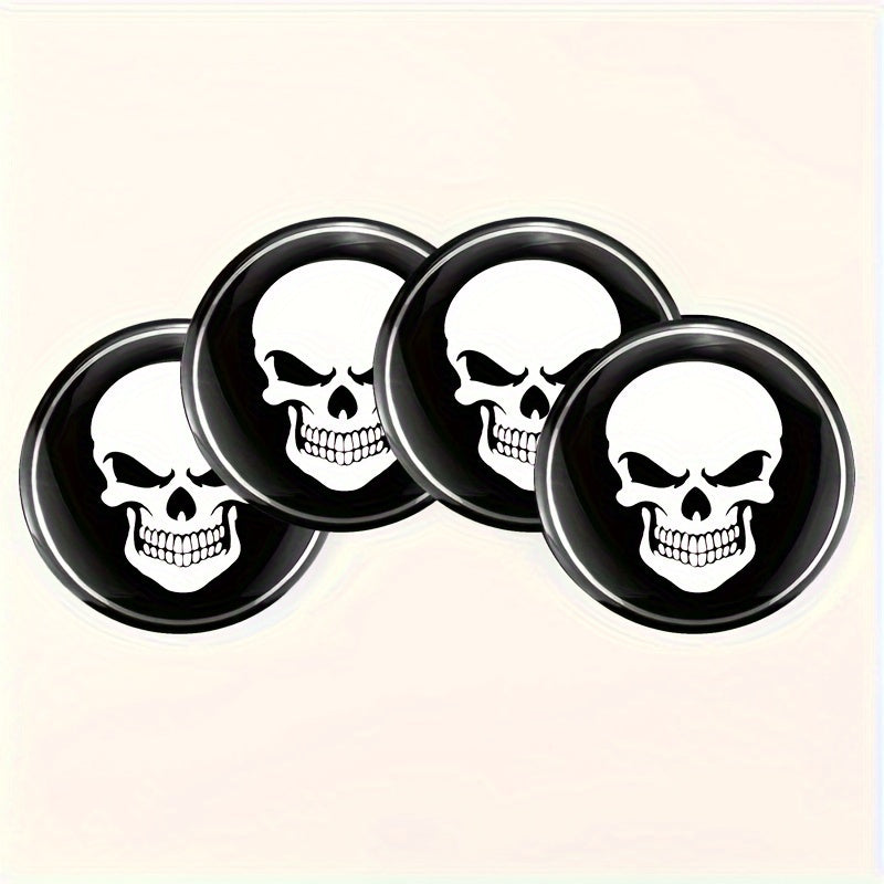 4pcs Skeleton Skull Car Wheel Center Hub Cap Stickers 56mm Car Accessories