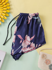 Polka Dot Satin Lace Up Shorts Women's Sleepwear