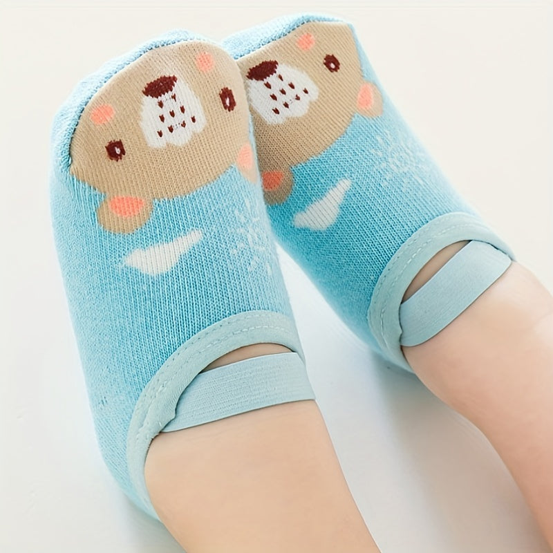 3 Pairs Cartoon Animal Knit Floor Socks for Toddler Baby Boys/Girls