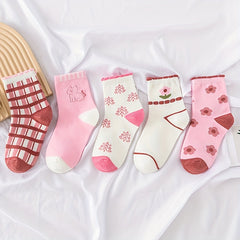 5 Pairs Lace Princess Socks for Baby Girls Spring Autumn Winter