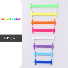 16pcs Silicone No Tie Elastic Shoe Laces T-Shaped Lazy Shoe Laces Set