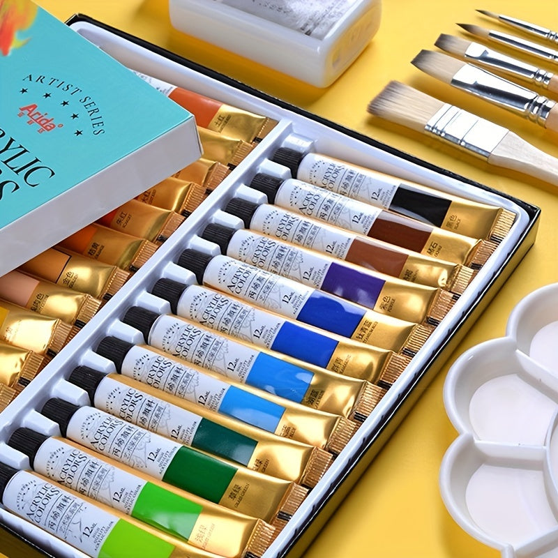 12/18/24 Color Acrylic Paint Set, 12ml Waterproof Pigments