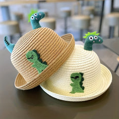 Kids Dinosaur Straw Hat for Sun Protection