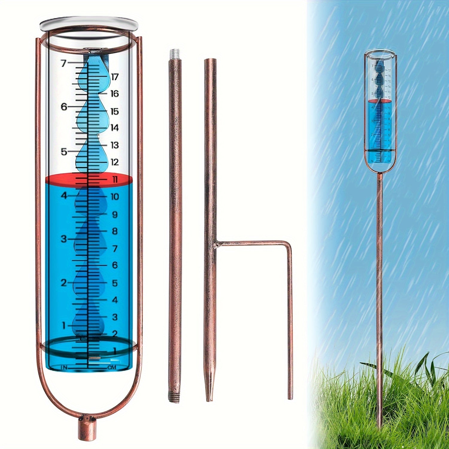 Adjustable Height Frostproof Rain Gauge With Stake