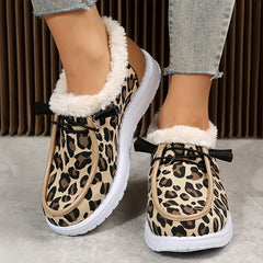 Leopard Print Snow Shoes Women's Winter Ankle Boots