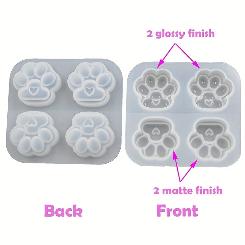 3Pcs Cat Paws Heart Footprint Resin Silicone Mold