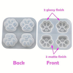 3Pcs Cat Paws Heart Footprint Resin Silicone Mold