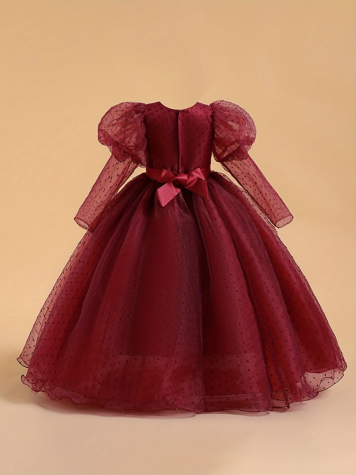 Girls Formal Dress Bubble Sleeve Performance Dress