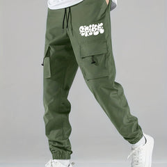 SPIKE Print Cargo Pants Men's Flap Pocket Trousers