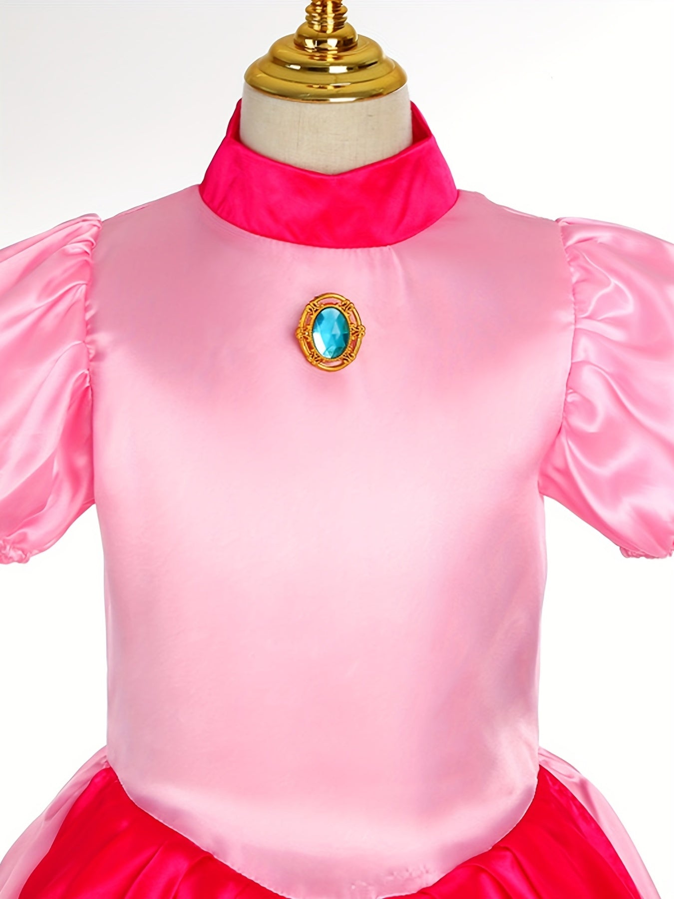 Girls Princess Dress Puff Sleeve Tulle Ruffle Cosplay Performance Dress
