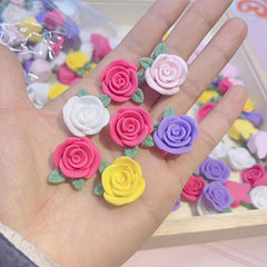 10pcs DIY 3D Rose Flowers Resin Charms For Earrings Jewelry Hair Accessories