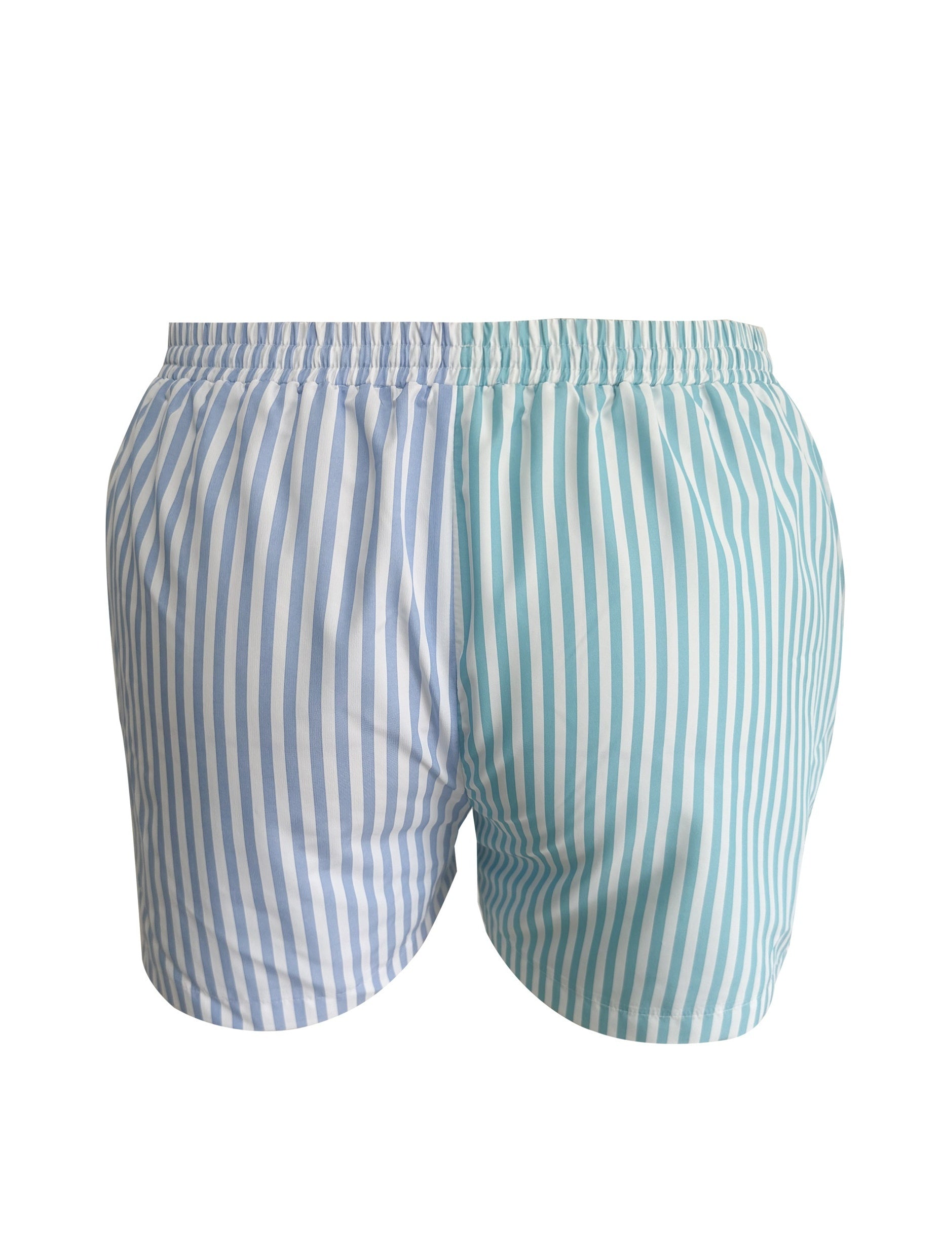 Stripe Print Shirt & Drawstring Shorts Set