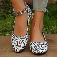 Women's Geometric Pattern Flat Shoes Slip On Casual Lightweight Walking Shoes