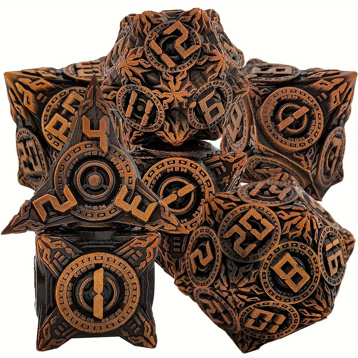 7pcs Polyhedral Metal Dice Set Element Player Tabletop Game Fun Gift