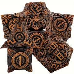 7pcs Polyhedral Metal Dice Set Element Player Tabletop Game Fun Gift